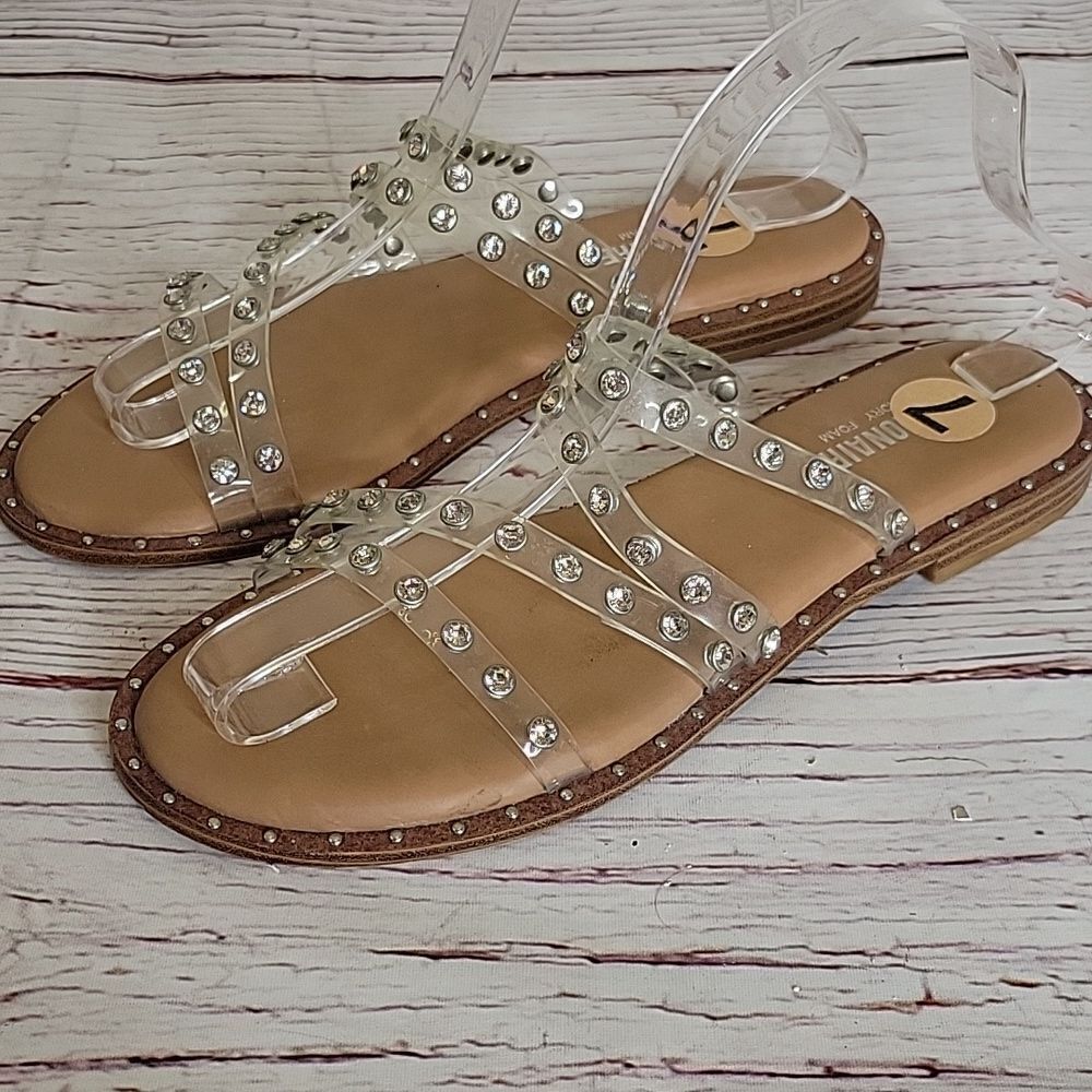 Cushionaire Flats with Clear Straps and Rhinestones Size 7 - Picture 3 of 5